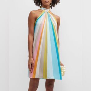 Trina Turk Morgan Striped Halter Neck Dress Multicolor Size Small